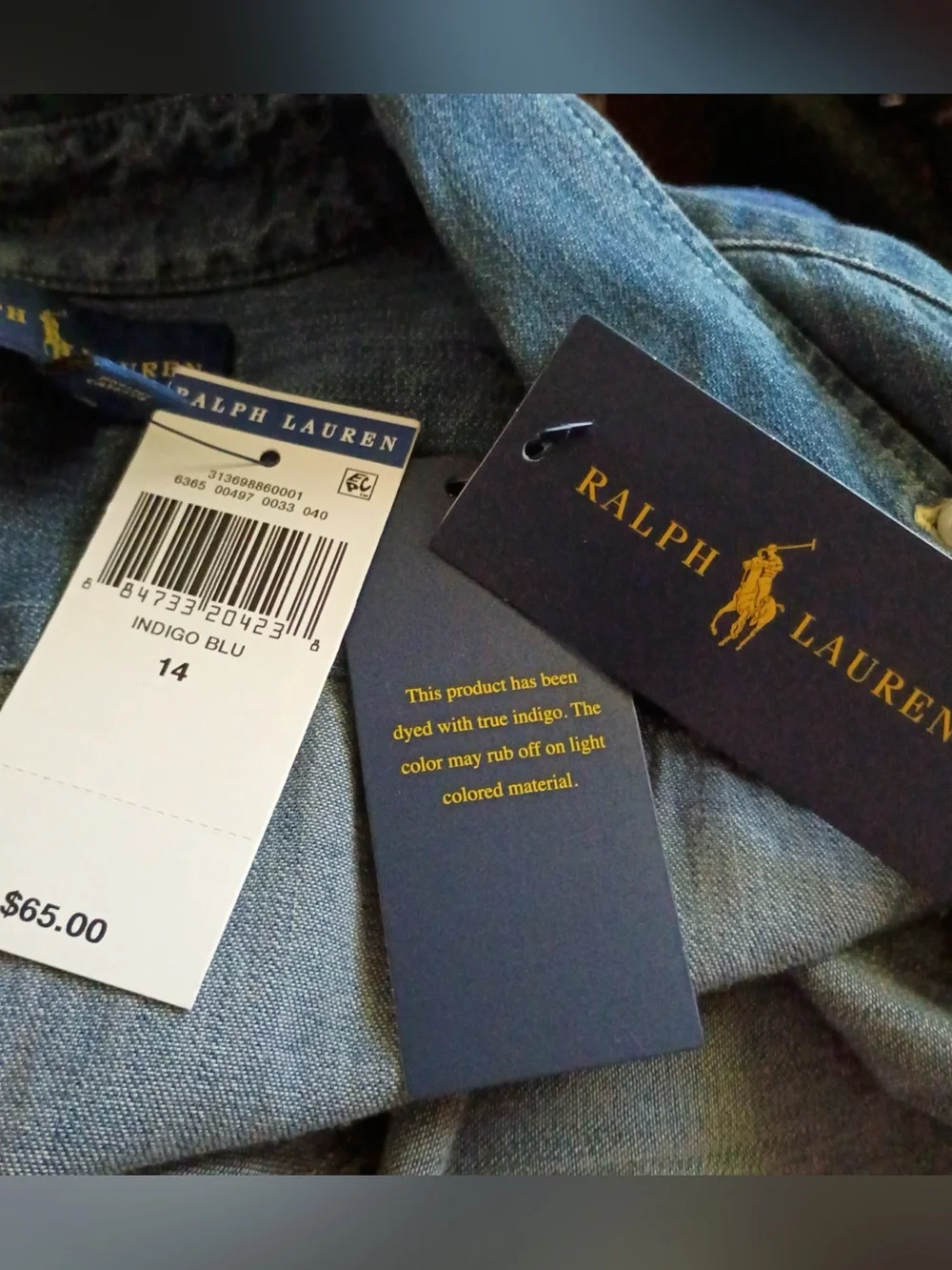 Polo Ralph Lauren girls' belted denim shirtdress with a fit-n-flare style. Sz 14
